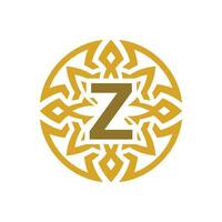 elegant emblem badge initial letter Z ethnic ancient pattern circle logo vector