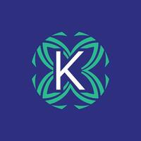 letter K initial floral elegant emblem monogram logo vector