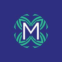 letra metro inicial floral elegante emblema monograma logo vector