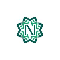 Initial letter N floral ornamental border frame logo vector