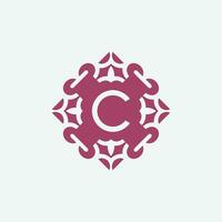 elegant initial letter C abstract ornament square emblem logo vector