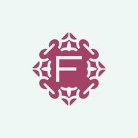 elegant initial letter F abstract ornament square emblem logo vector