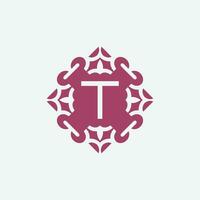 elegant initial letter T abstract ornament square emblem logo vector