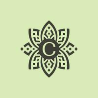 Initial letter C floral ornamental border frame logo vector