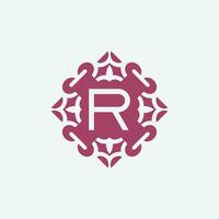 elegant initial letter R abstract ornament square emblem logo vector