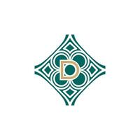 elegant initial letter D unique abstract pattern frame logo vector