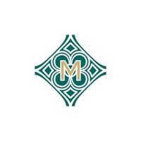 elegant initial letter M unique abstract pattern frame logo vector