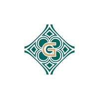 elegant initial letter G unique abstract pattern frame logo vector