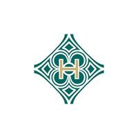 elegant initial letter H unique abstract pattern frame logo vector