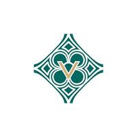 elegant initial letter V unique abstract pattern frame logo vector
