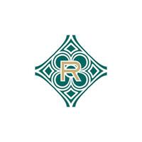 elegant initial letter R unique abstract pattern frame logo vector