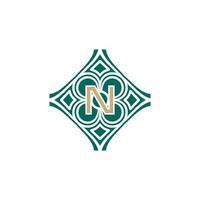 elegant initial letter N unique abstract pattern frame logo vector