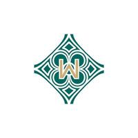 elegant initial letter W unique abstract pattern frame logo vector