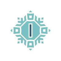 Initial letter I abstract snowflake square emblem logo vector