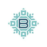 Initial letter B abstract snowflake square emblem logo vector