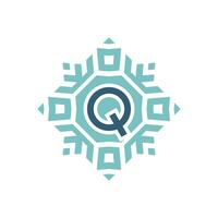 Initial letter Q abstract snowflake square emblem logo vector