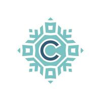 Initial letter C abstract snowflake square emblem logo vector