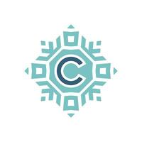 Initial letter C abstract snowflake square emblem logo vector