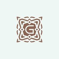 Initial letter G emblem logo. ornamental abstract star pattern frame logo vector