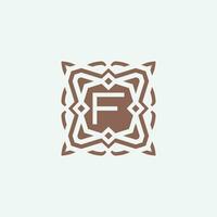 Initial letter F emblem logo. ornamental abstract star pattern frame logo vector