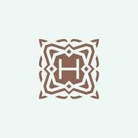 Initial letter H emblem logo. ornamental abstract star pattern frame logo vector