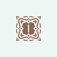 Initial letter I emblem logo. ornamental abstract star pattern frame logo vector