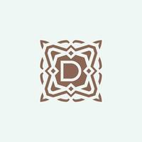 Initial letter D emblem logo. ornamental abstract star pattern frame logo vector
