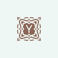 Initial letter Y emblem logo. ornamental abstract star pattern frame logo vector