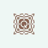 Initial letter Q emblem logo. ornamental abstract star pattern frame logo vector