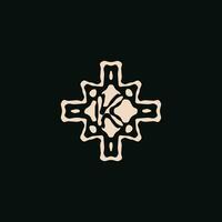 Initial letter K logo. unique tribe ethnic ornament ancient emblem vector