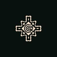 Initial letter G logo. unique tribe ethnic ornament ancient emblem vector