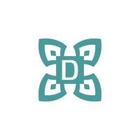 Initial letter D logo ornamental natural emblem pattern frame vector