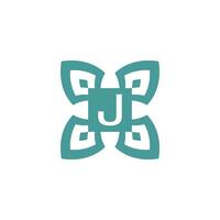 Initial letter J logo ornamental natural emblem pattern frame vector