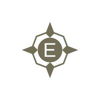 Initial letter E ornamental wind direction compass logo vector