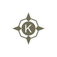 Initial letter K ornamental wind direction compass logo vector