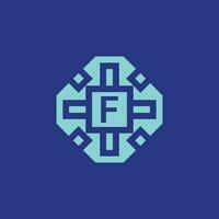 Initial letter F logo ornamental modern frame emblem vector
