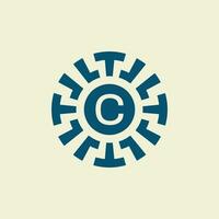 Initial letter C ornamental circle emblem unique pattern vector