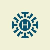 Initial letter H ornamental circle emblem unique pattern vector