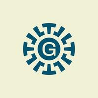 Initial letter G ornamental circle emblem unique pattern vector