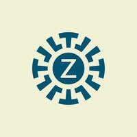 Initial letter Z ornamental circle emblem unique pattern vector