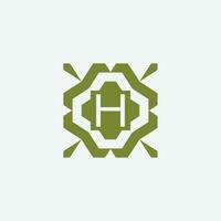 Initial letter H ornamental simple tribal pattern frame natural logo vector