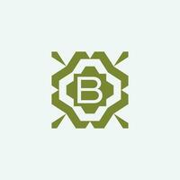 Initial letter B ornamental simple tribal pattern frame natural logo vector