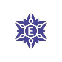 Initial letter E floral alphabet frame emblem logo vector