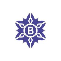 Initial letter B floral alphabet frame emblem logo vector