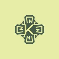 Initial letter K modern technology circuit pattern emblem logo vector