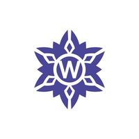 Initial letter W floral alphabet frame emblem logo vector