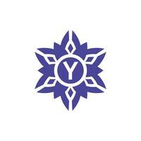 Initial letter Y floral alphabet frame emblem logo vector