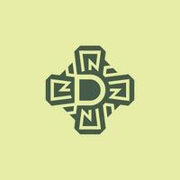 Initial letter D modern technology circuit pattern emblem logo vector