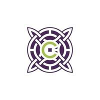 Initial letter C intersection pattern frame Celtic knot logo vector
