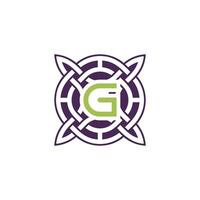 Initial letter G intersection pattern frame Celtic knot logo vector